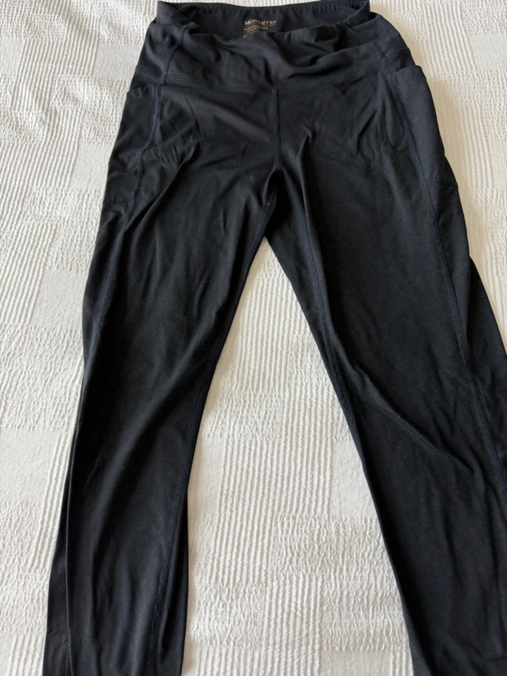 Mondetta Black Performance Leggings with Gold Logo
